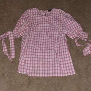Pink and white gingham shirt
